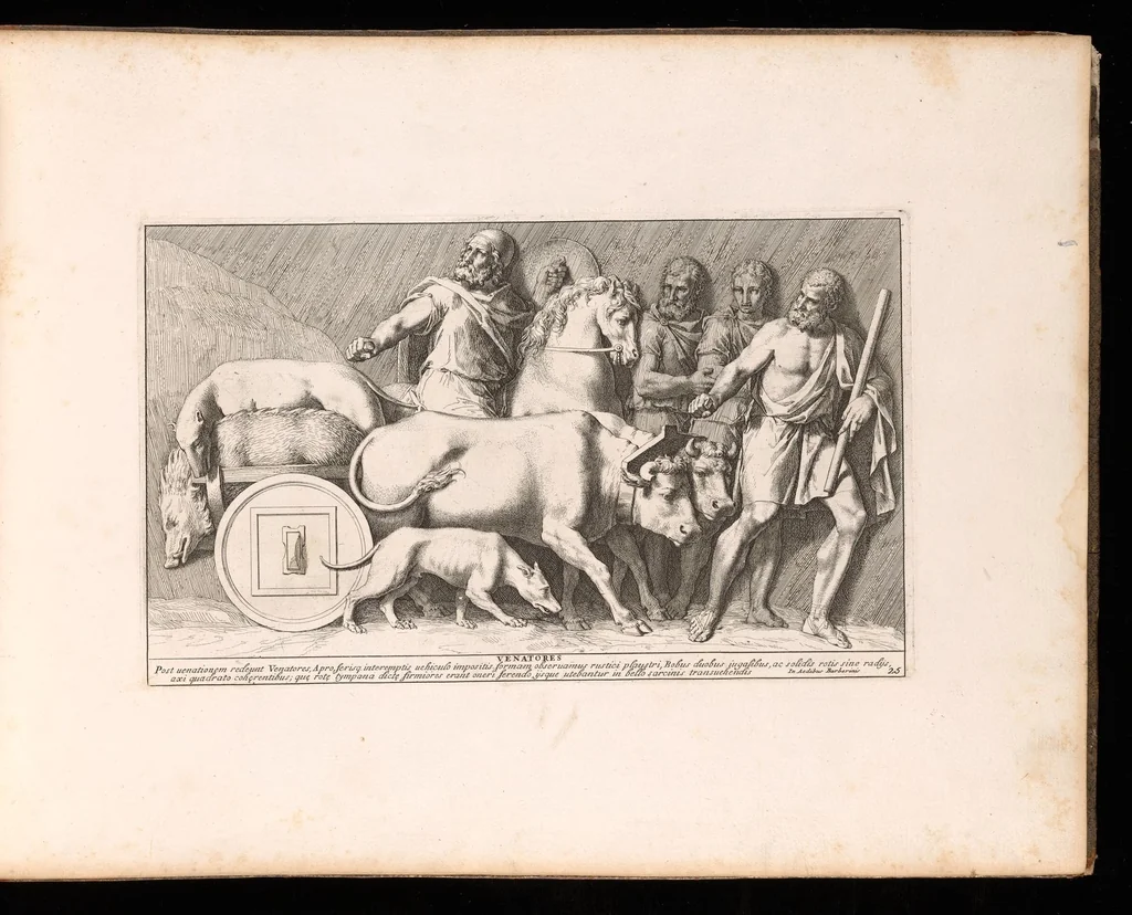 An illustration from Admiranda Romanarum antiquitatum ac veteris sculpturae vestigia : anaglyphico opere elaborata ex marmoreis exemplaribus quae Romae adhuc extant in Capitolio, aedibus hortisque virorum principum ad antiquam elegantiam, 1693, leaf 54