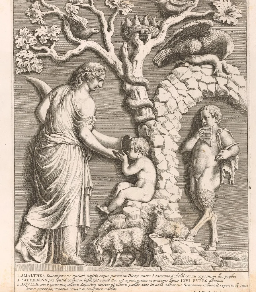 An illustration from Admiranda Romanarum antiquitatum ac veteris sculpturae vestigia : anaglyphico opere elaborata ex marmoreis exemplaribus quae Romae adhuc extant in Capitolio, aedibus hortisque virorum principum ad antiquam elegantiam, 1693, leaf 56