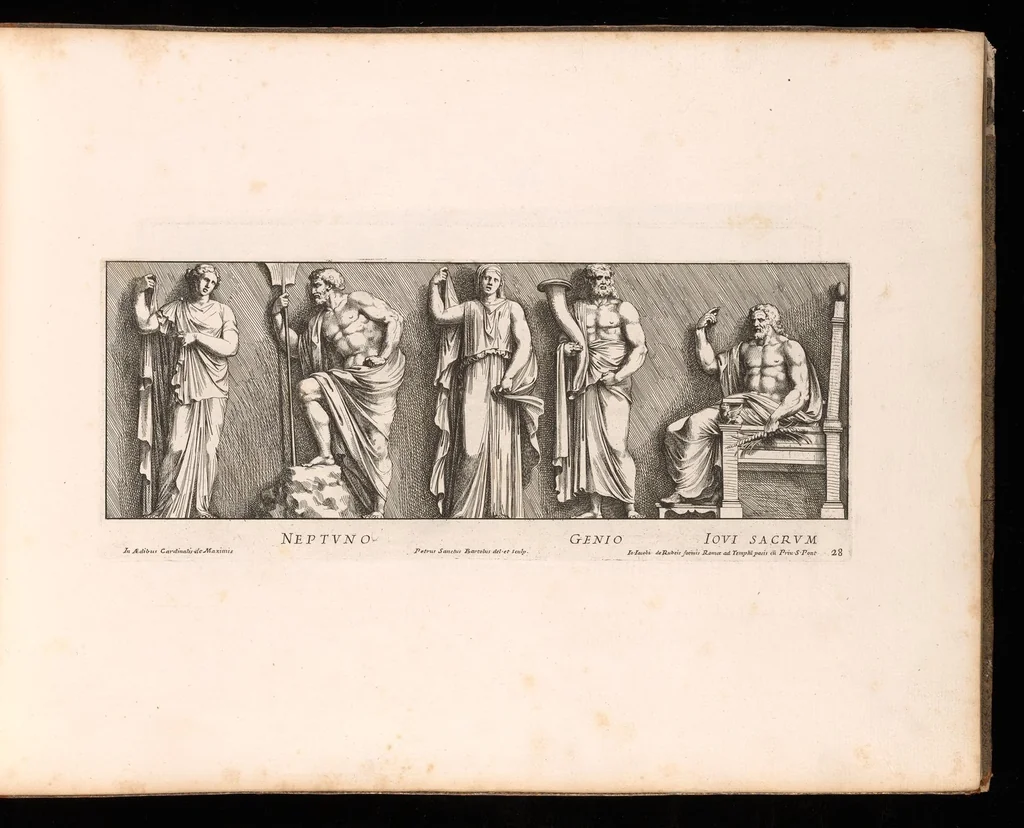 An illustration from Admiranda Romanarum antiquitatum ac veteris sculpturae vestigia : anaglyphico opere elaborata ex marmoreis exemplaribus quae Romae adhuc extant in Capitolio, aedibus hortisque virorum principum ad antiquam elegantiam, 1693, leaf 60