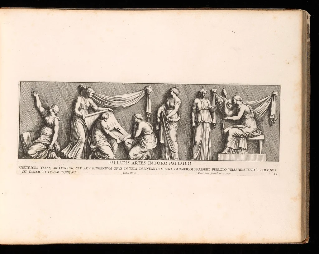 An illustration from Admiranda Romanarum antiquitatum ac veteris sculpturae vestigia : anaglyphico opere elaborata ex marmoreis exemplaribus quae Romae adhuc extant in Capitolio, aedibus hortisque virorum principum ad antiquam elegantiam, 1693, leaf 78