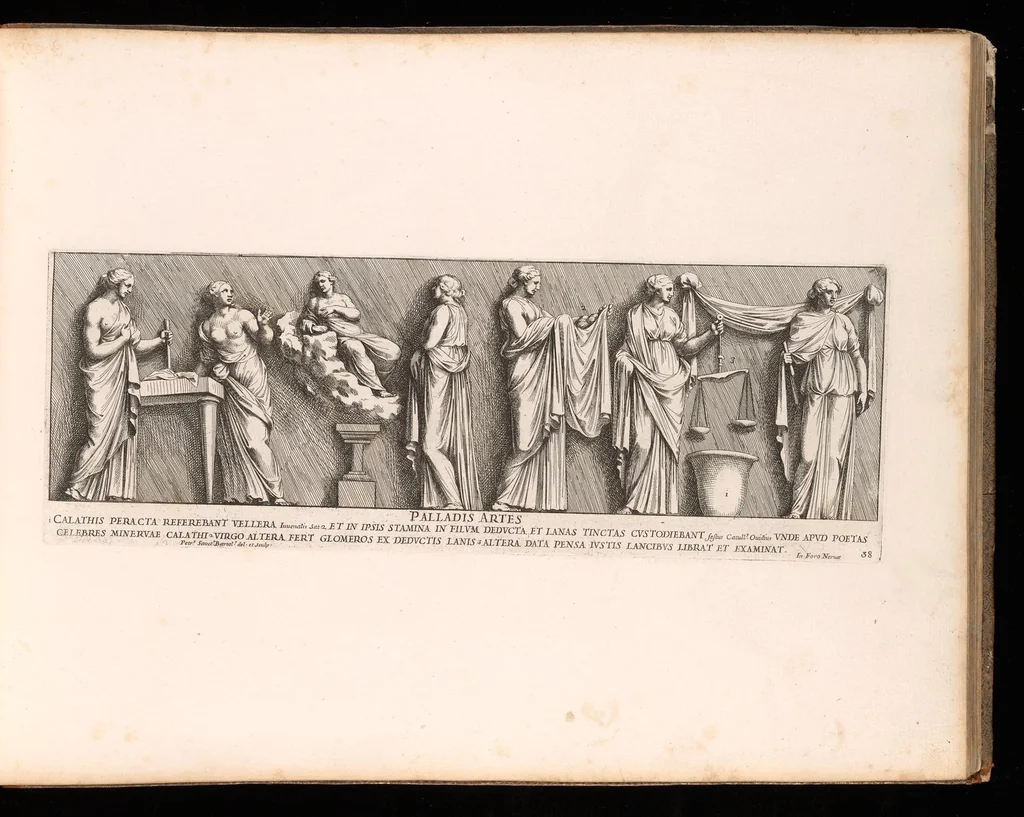 An illustration from Admiranda Romanarum antiquitatum ac veteris sculpturae vestigia : anaglyphico opere elaborata ex marmoreis exemplaribus quae Romae adhuc extant in Capitolio, aedibus hortisque virorum principum ad antiquam elegantiam, 1693, leaf 80