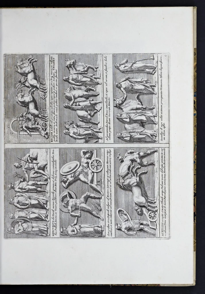 An illustration from Admiranda Romanarum antiquitatum ac veteris sculpturae vestigia : anaglyphico opere elaborata ex marmoreis exemplaribus quae Romae adhuc extant in Capitolio, aedibus hortisque virorum principum ad antiquam elegantiam, 1693, leaf 10