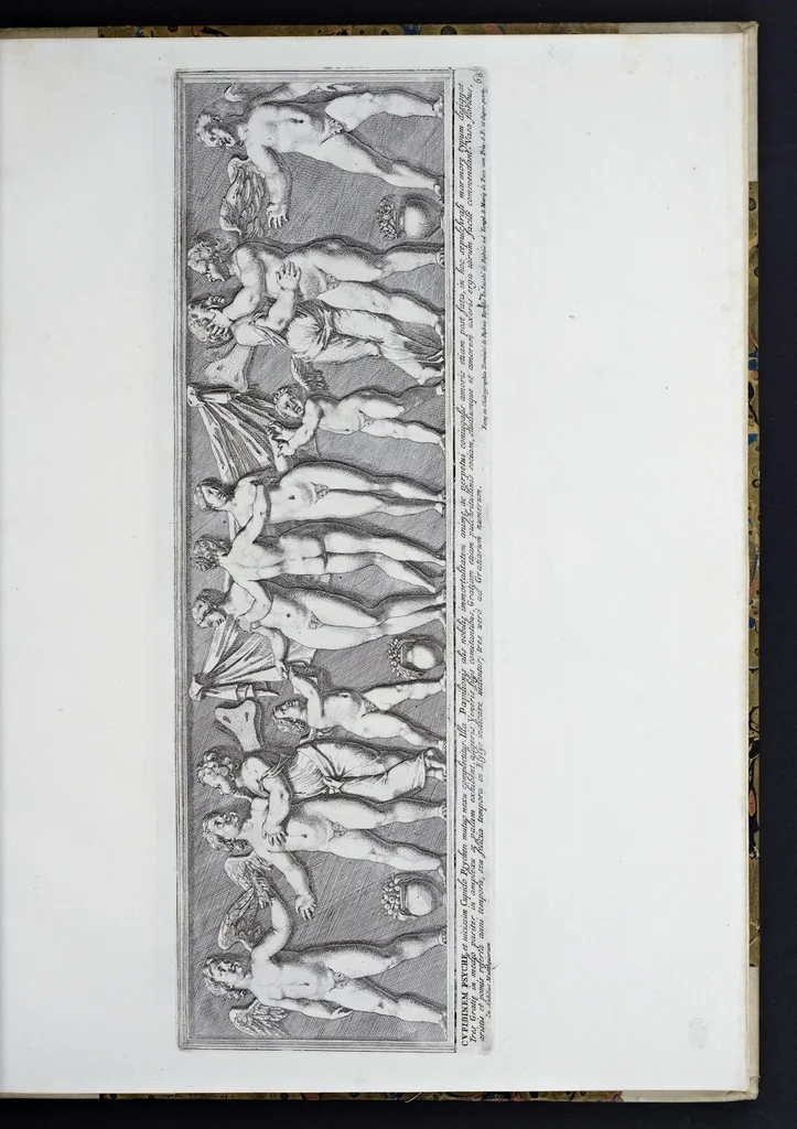 An illustration from Admiranda Romanarum antiquitatum ac veteris sculpturae vestigia : anaglyphico opere elaborata ex marmoreis exemplaribus quae Romae adhuc extant in Capitolio, aedibus hortisque virorum principum ad antiquam elegantiam, 1693, leaf 138