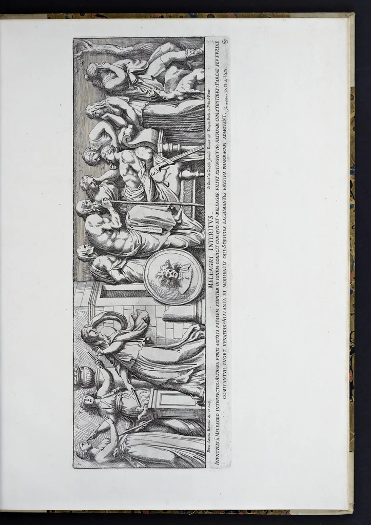 An illustration from Admiranda Romanarum antiquitatum ac veteris sculpturae vestigia : anaglyphico opere elaborata ex marmoreis exemplaribus quae Romae adhuc extant in Capitolio, aedibus hortisque virorum principum ad antiquam elegantiam, 1693, leaf 140
