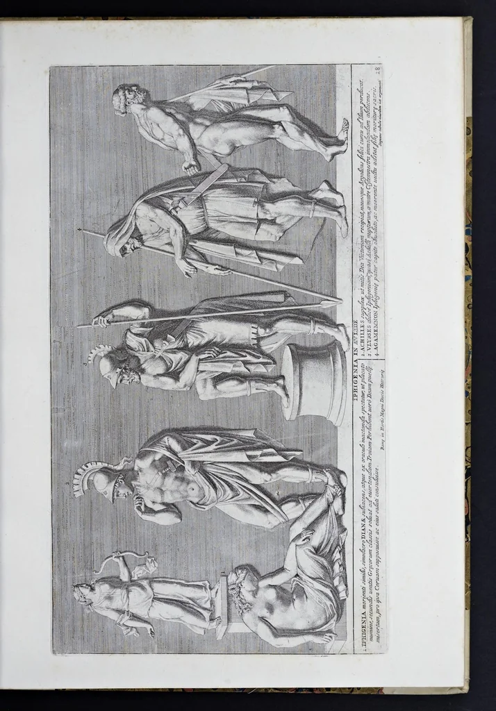 An illustration from Admiranda Romanarum antiquitatum ac veteris sculpturae vestigia : anaglyphico opere elaborata ex marmoreis exemplaribus quae Romae adhuc extant in Capitolio, aedibus hortisque virorum principum ad antiquam elegantiam, 1693, leaf 38