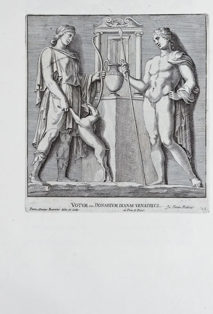 An illustration from Admiranda Romanarum antiquitatum ac veteris sculpturae vestigia : anaglyphico opere elaborata ex marmoreis exemplaribus quae Romae adhuc extant in Capitolio, aedibus hortisque virorum principum ad antiquam elegantiam, 1693, leaf 68