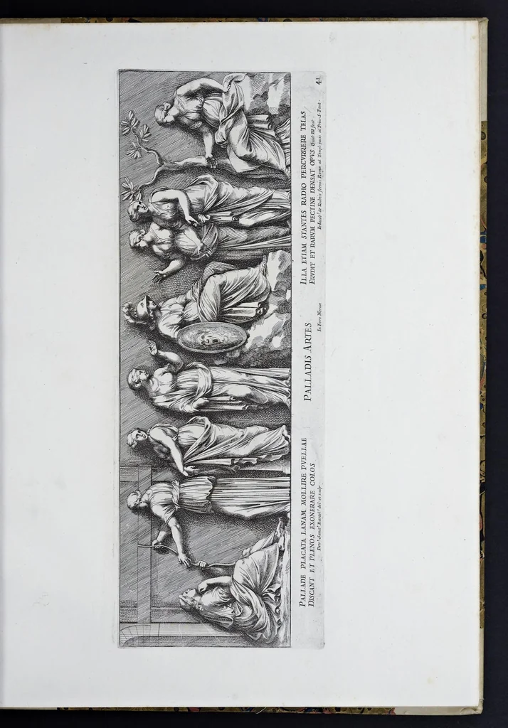 An illustration from Admiranda Romanarum antiquitatum ac veteris sculpturae vestigia : anaglyphico opere elaborata ex marmoreis exemplaribus quae Romae adhuc extant in Capitolio, aedibus hortisque virorum principum ad antiquam elegantiam, 1693, leaf 84