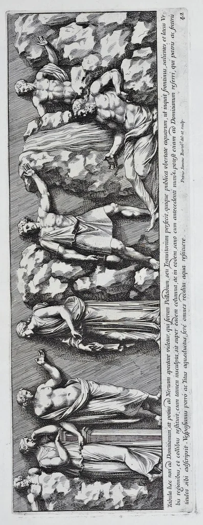 An illustration from Admiranda Romanarum antiquitatum ac veteris sculpturae vestigia : anaglyphico opere elaborata ex marmoreis exemplaribus quae Romae adhuc extant in Capitolio, aedibus hortisque virorum principum ad antiquam elegantiam, 1693, leaf 86
