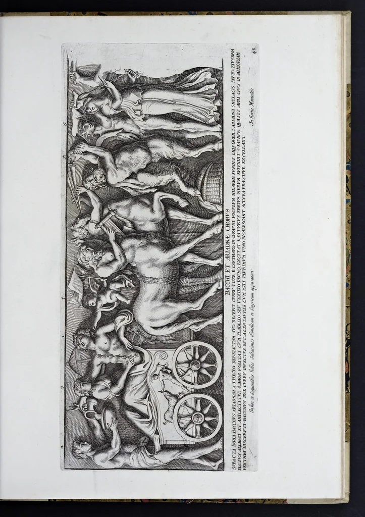 An illustration from Admiranda Romanarum antiquitatum ac veteris sculpturae vestigia : anaglyphico opere elaborata ex marmoreis exemplaribus quae Romae adhuc extant in Capitolio, aedibus hortisque virorum principum ad antiquam elegantiam, 1693, leaf 98