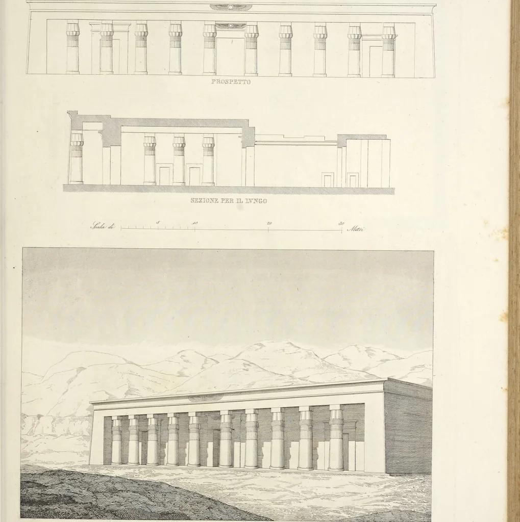 An illustration from L'architettura antica descritta e dimostrata coi monumenti ... : opera divisa in tre sezioni risguardanti la storia, la teorica, e le pratiche dell' architettura egiziana, greca e romana, 1830, leaf 100