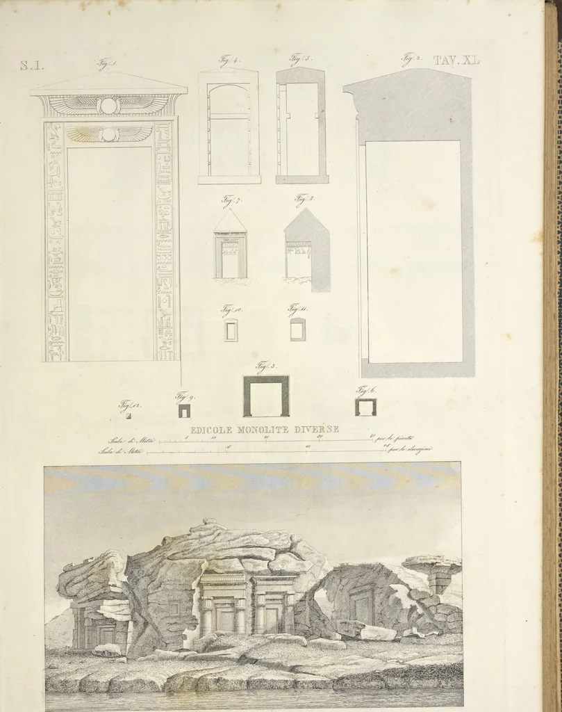 An illustration from L'architettura antica descritta e dimostrata coi monumenti ... : opera divisa in tre sezioni risguardanti la storia, la teorica, e le pratiche dell' architettura egiziana, greca e romana, 1830, leaf 102