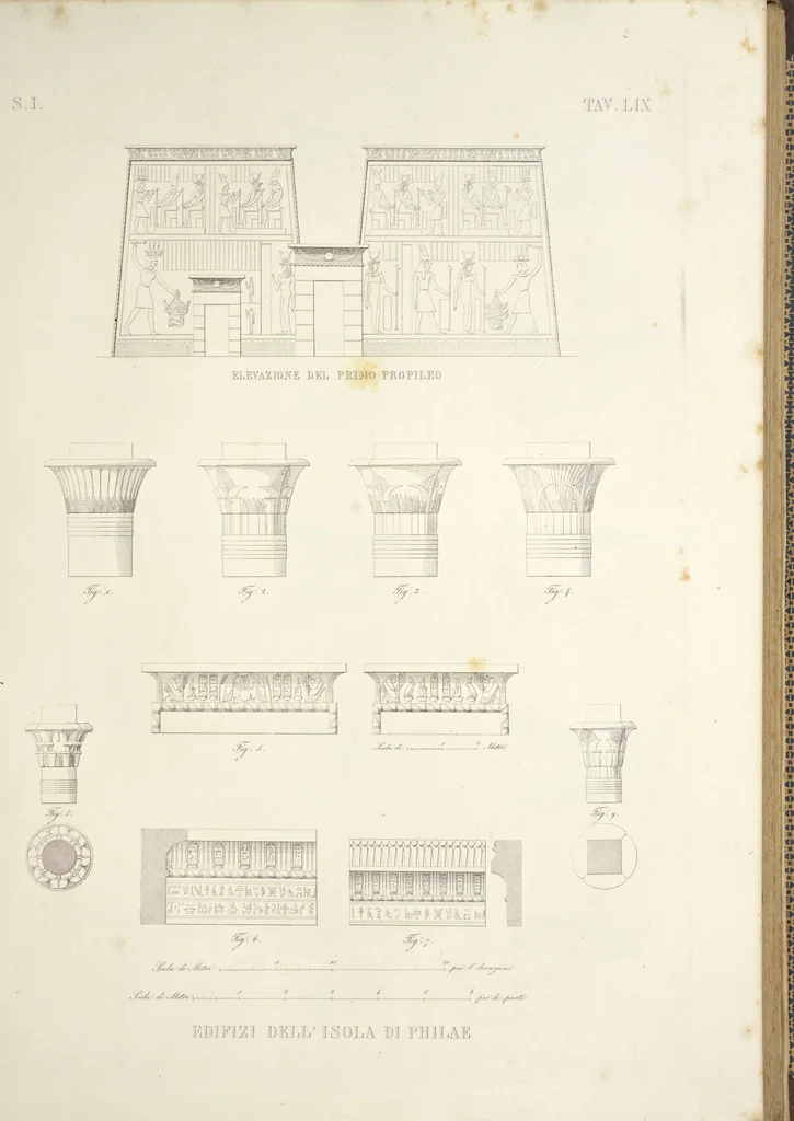 An illustration from L'architettura antica descritta e dimostrata coi monumenti ... : opera divisa in tre sezioni risguardanti la storia, la teorica, e le pratiche dell' architettura egiziana, greca e romana, 1830, leaf 140
