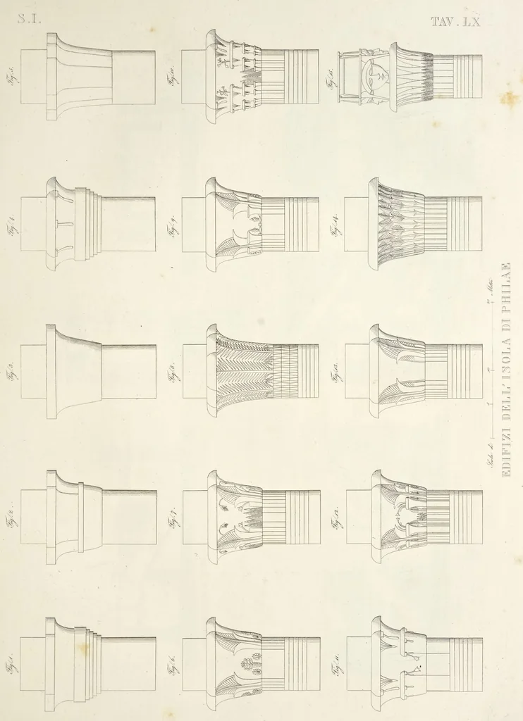 An illustration from L'architettura antica descritta e dimostrata coi monumenti ... : opera divisa in tre sezioni risguardanti la storia, la teorica, e le pratiche dell' architettura egiziana, greca e romana, 1830, leaf 142