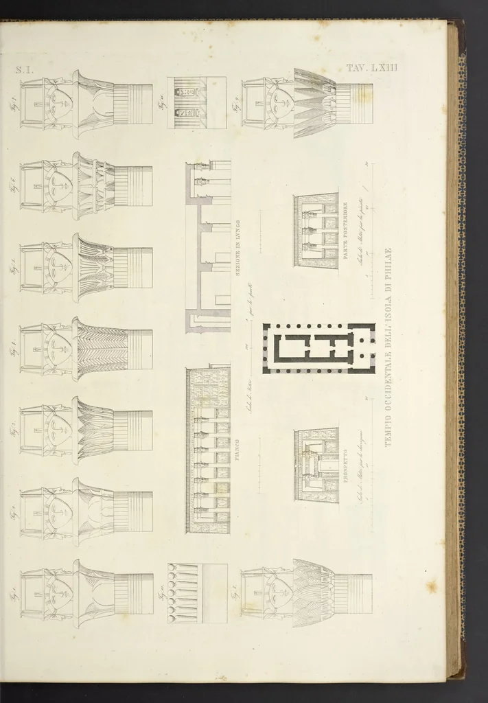 An illustration from L'architettura antica descritta e dimostrata coi monumenti ... : opera divisa in tre sezioni risguardanti la storia, la teorica, e le pratiche dell' architettura egiziana, greca e romana, 1830, leaf 148