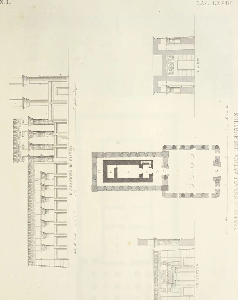 An illustration from L'architettura antica descritta e dimostrata coi monumenti ... : opera divisa in tre sezioni risguardanti la storia, la teorica, e le pratiche dell' architettura egiziana, greca e romana, 1830, leaf 168