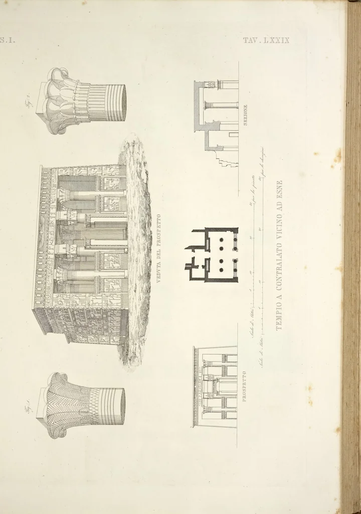 An illustration from L'architettura antica descritta e dimostrata coi monumenti ... : opera divisa in tre sezioni risguardanti la storia, la teorica, e le pratiche dell' architettura egiziana, greca e romana, 1830, leaf 180