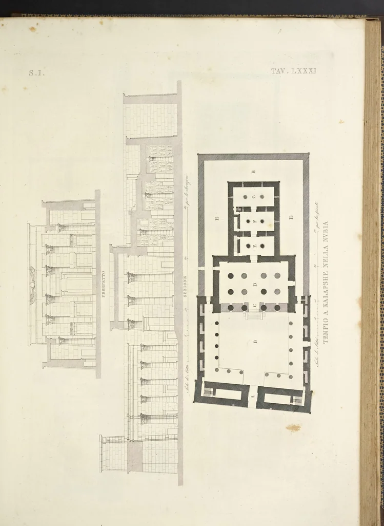 An illustration from L'architettura antica descritta e dimostrata coi monumenti ... : opera divisa in tre sezioni risguardanti la storia, la teorica, e le pratiche dell' architettura egiziana, greca e romana, 1830, leaf 184