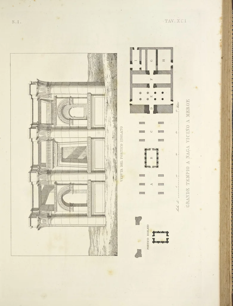An illustration from L'architettura antica descritta e dimostrata coi monumenti ... : opera divisa in tre sezioni risguardanti la storia, la teorica, e le pratiche dell' architettura egiziana, greca e romana, 1830, leaf 204