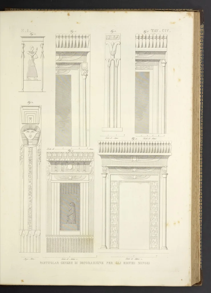 An illustration from L'architettura antica descritta e dimostrata coi monumenti ... : opera divisa in tre sezioni risguardanti la storia, la teorica, e le pratiche dell' architettura egiziana, greca e romana, 1830, leaf 230