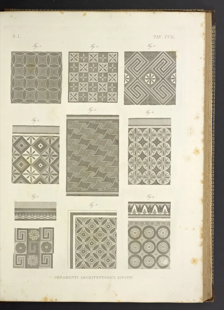 An illustration from L'architettura antica descritta e dimostrata coi monumenti ... : opera divisa in tre sezioni risguardanti la storia, la teorica, e le pratiche dell' architettura egiziana, greca e romana, 1830, leaf 236