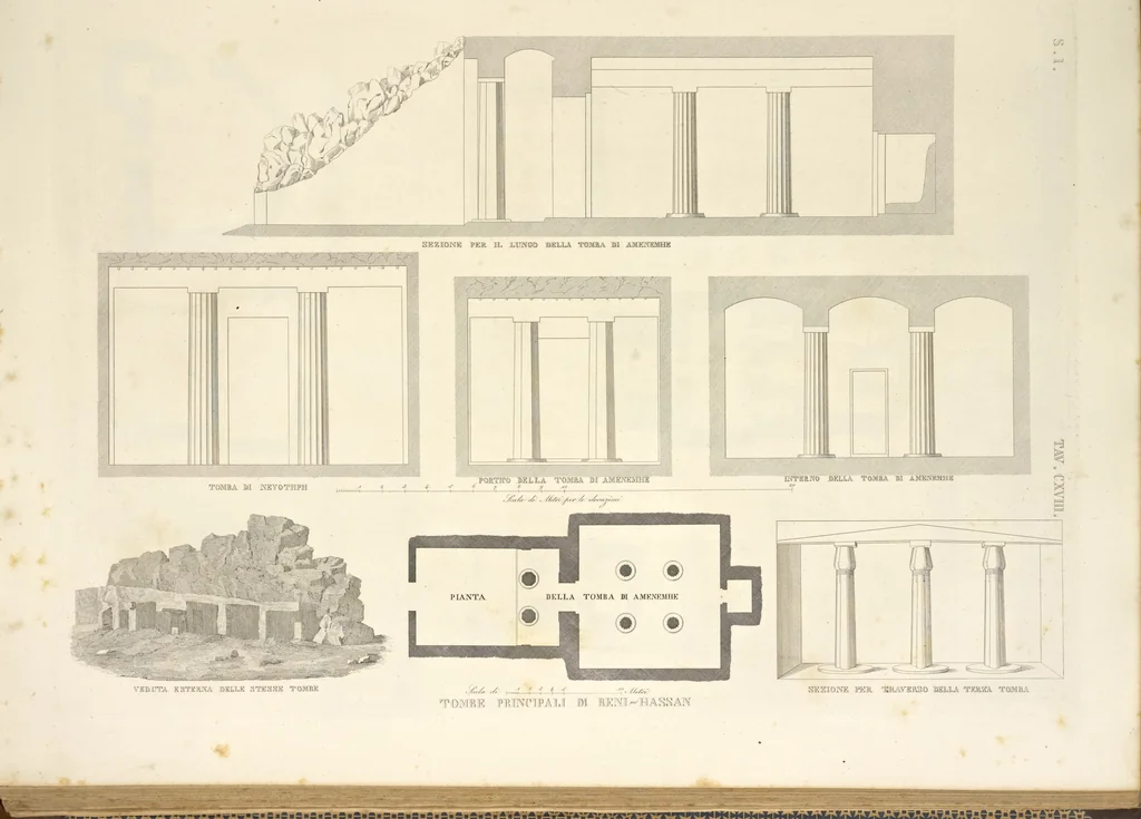 An illustration from L'architettura antica descritta e dimostrata coi monumenti ... : opera divisa in tre sezioni risguardanti la storia, la teorica, e le pratiche dell' architettura egiziana, greca e romana, 1830, leaf 260