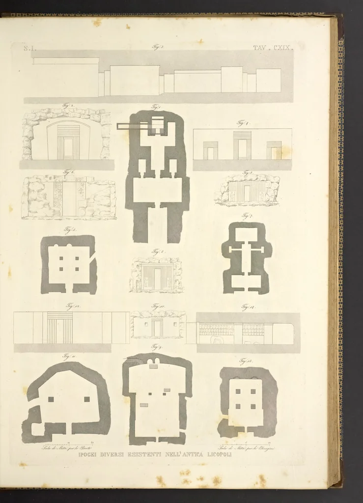 An illustration from L'architettura antica descritta e dimostrata coi monumenti ... : opera divisa in tre sezioni risguardanti la storia, la teorica, e le pratiche dell' architettura egiziana, greca e romana, 1830, leaf 262