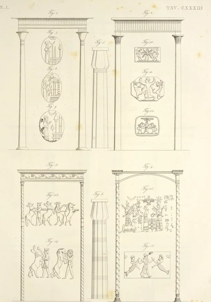 An illustration from L'architettura antica descritta e dimostrata coi monumenti ... : opera divisa in tre sezioni risguardanti la storia, la teorica, e le pratiche dell' architettura egiziana, greca e romana, 1830, leaf 290