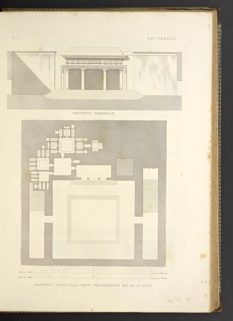 An illustration from L'architettura antica descritta e dimostrata coi monumenti ... : opera divisa in tre sezioni risguardanti la storia, la teorica, e le pratiche dell' architettura egiziana, greca e romana, 1830, leaf 298