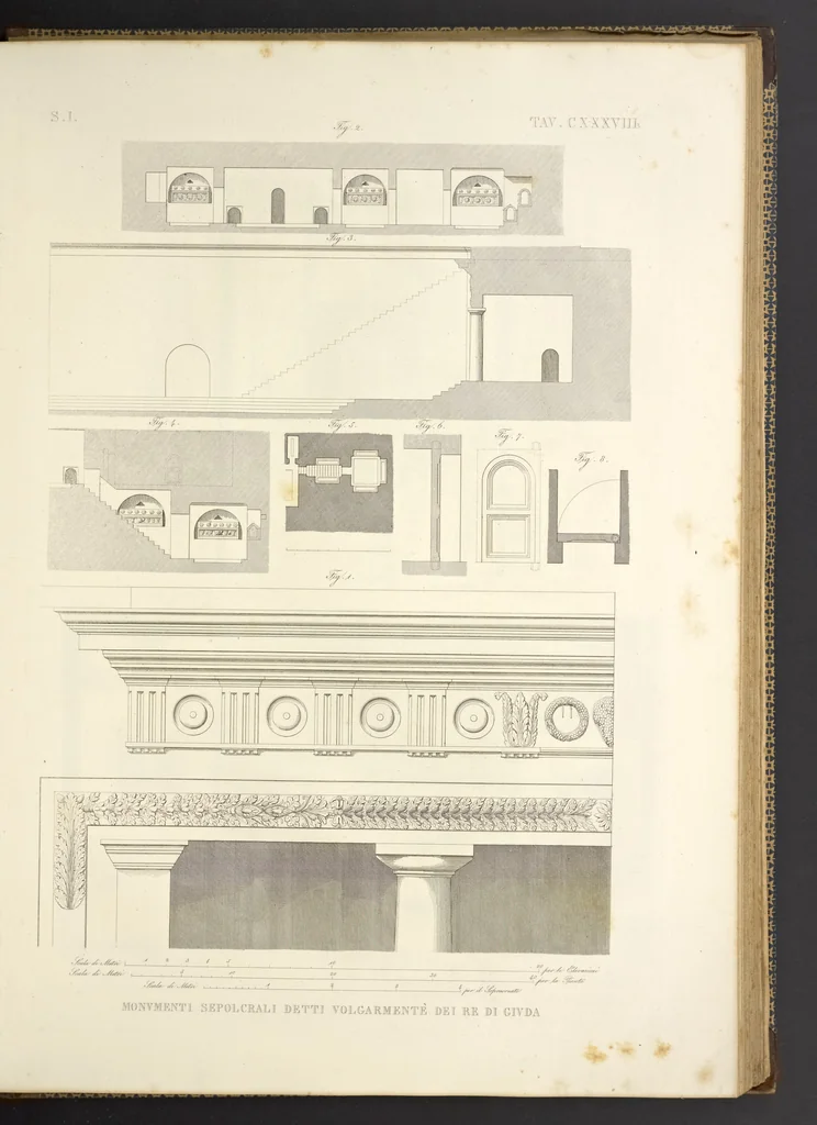 An illustration from L'architettura antica descritta e dimostrata coi monumenti ... : opera divisa in tre sezioni risguardanti la storia, la teorica, e le pratiche dell' architettura egiziana, greca e romana, 1830, leaf 300