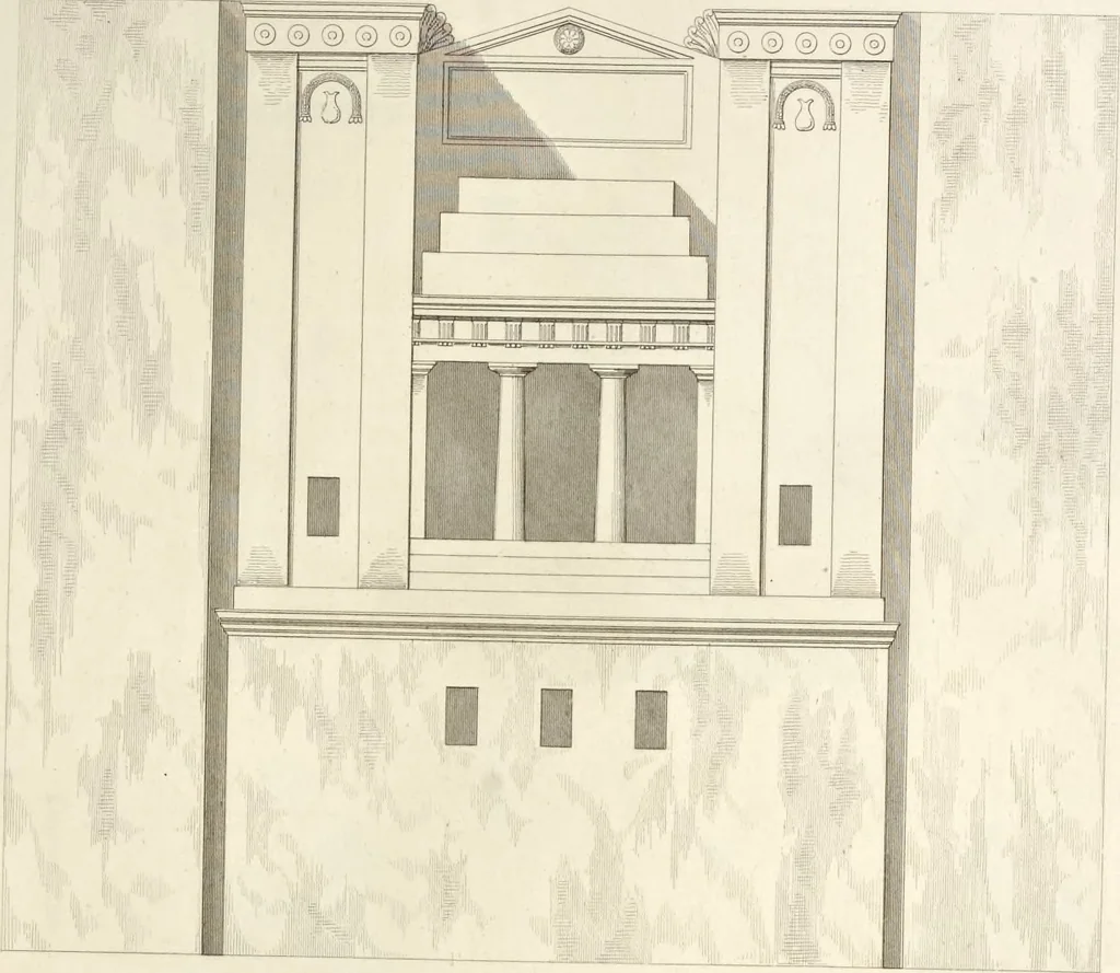 An illustration from L'architettura antica descritta e dimostrata coi monumenti ... : opera divisa in tre sezioni risguardanti la storia, la teorica, e le pratiche dell' architettura egiziana, greca e romana, 1830, leaf 302