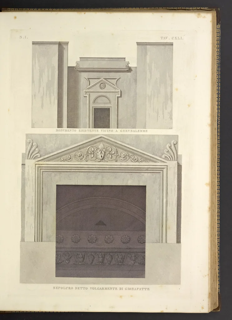An illustration from L'architettura antica descritta e dimostrata coi monumenti ... : opera divisa in tre sezioni risguardanti la storia, la teorica, e le pratiche dell' architettura egiziana, greca e romana, 1830, leaf 306