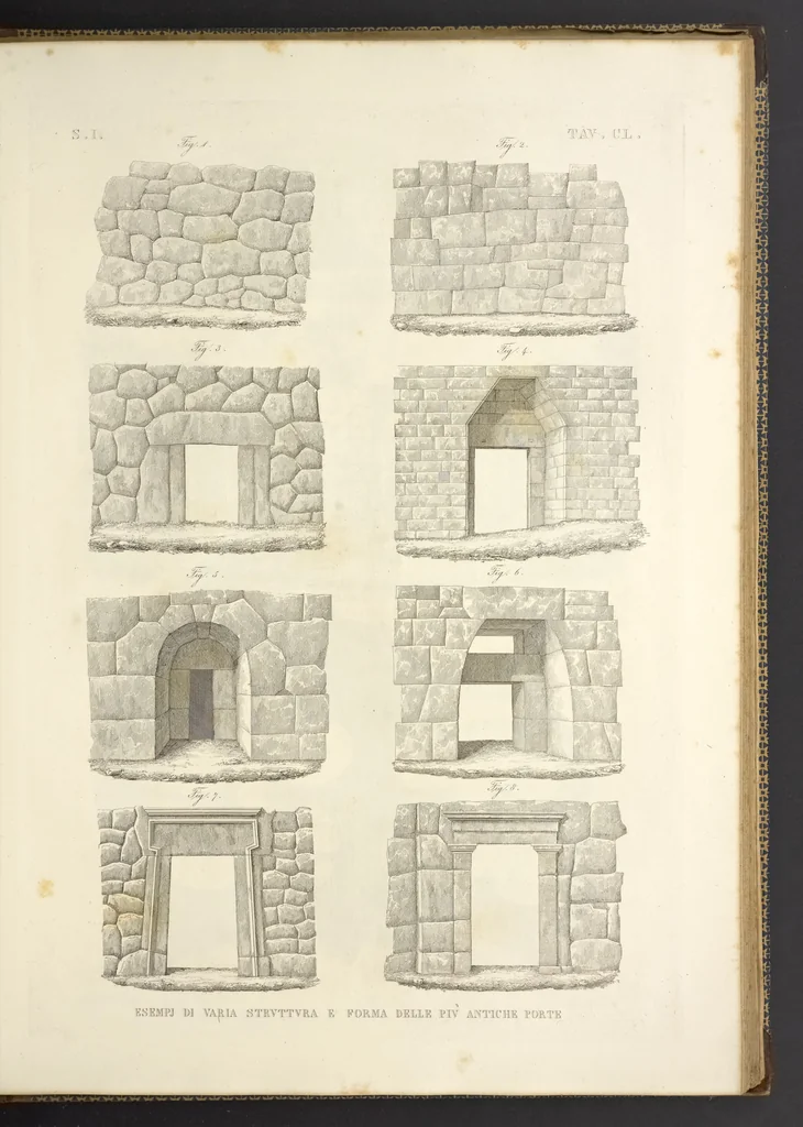 An illustration from L'architettura antica descritta e dimostrata coi monumenti ... : opera divisa in tre sezioni risguardanti la storia, la teorica, e le pratiche dell' architettura egiziana, greca e romana, 1830, leaf 330