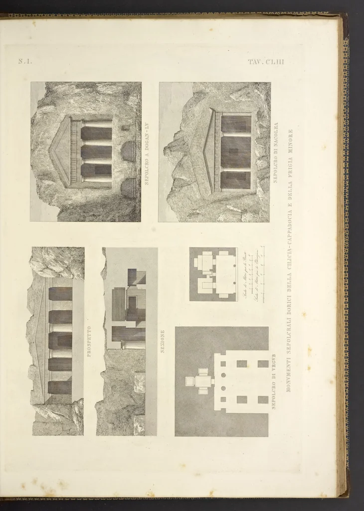 An illustration from L'architettura antica descritta e dimostrata coi monumenti ... : opera divisa in tre sezioni risguardanti la storia, la teorica, e le pratiche dell' architettura egiziana, greca e romana, 1830, leaf 336