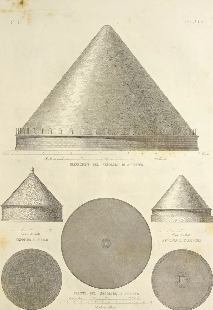 An illustration from L'architettura antica descritta e dimostrata coi monumenti ... : opera divisa in tre sezioni risguardanti la storia, la teorica, e le pratiche dell' architettura egiziana, greca e romana, 1830, leaf 350