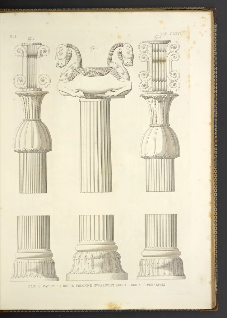 An illustration from L'architettura antica descritta e dimostrata coi monumenti ... : opera divisa in tre sezioni risguardanti la storia, la teorica, e le pratiche dell' architettura egiziana, greca e romana, 1830, leaf 362