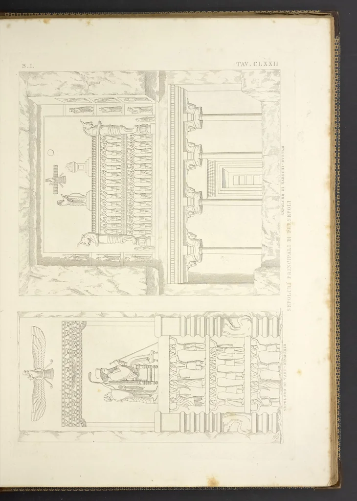 An illustration from L'architettura antica descritta e dimostrata coi monumenti ... : opera divisa in tre sezioni risguardanti la storia, la teorica, e le pratiche dell' architettura egiziana, greca e romana, 1830, leaf 374