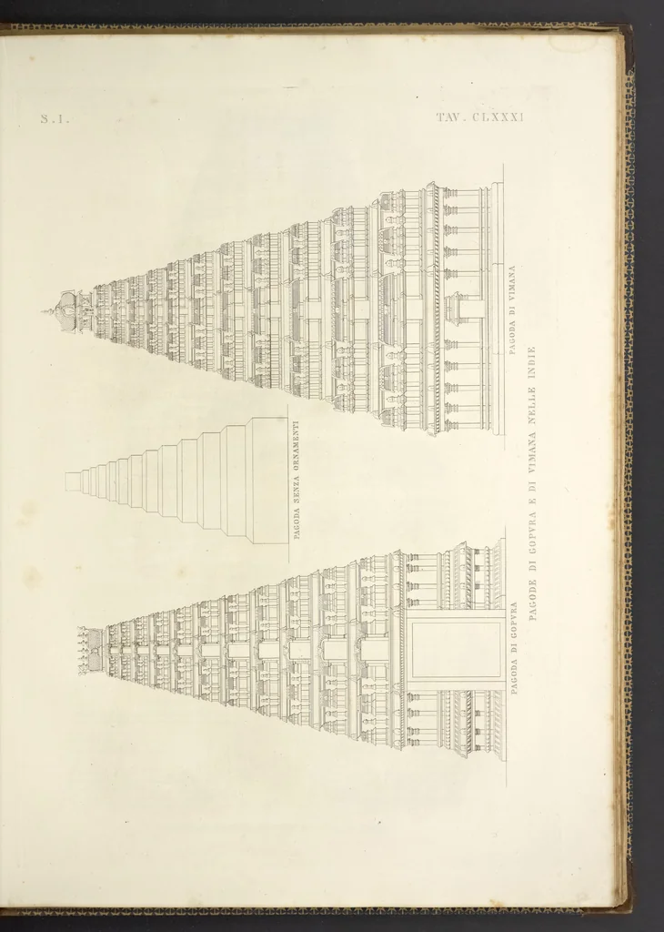 An illustration from L'architettura antica descritta e dimostrata coi monumenti ... : opera divisa in tre sezioni risguardanti la storia, la teorica, e le pratiche dell' architettura egiziana, greca e romana, 1830, leaf 392