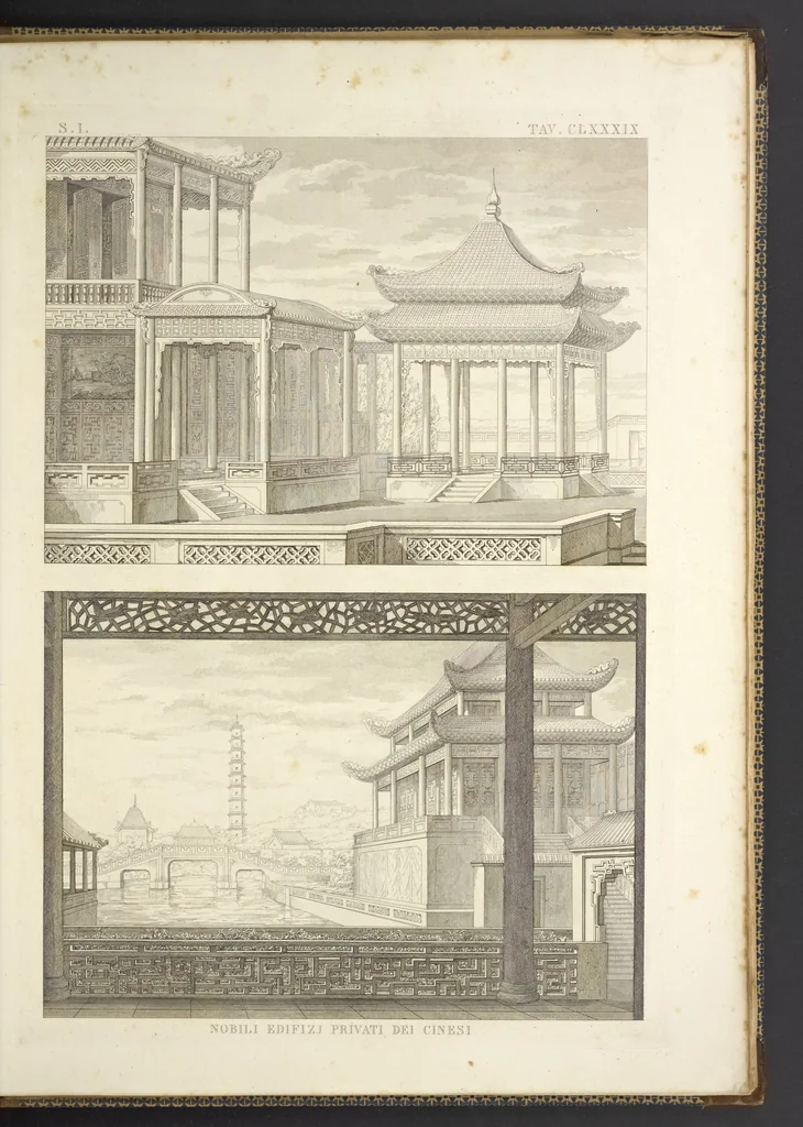An illustration from L'architettura antica descritta e dimostrata coi monumenti ... : opera divisa in tre sezioni risguardanti la storia, la teorica, e le pratiche dell' architettura egiziana, greca e romana, 1830, leaf 408