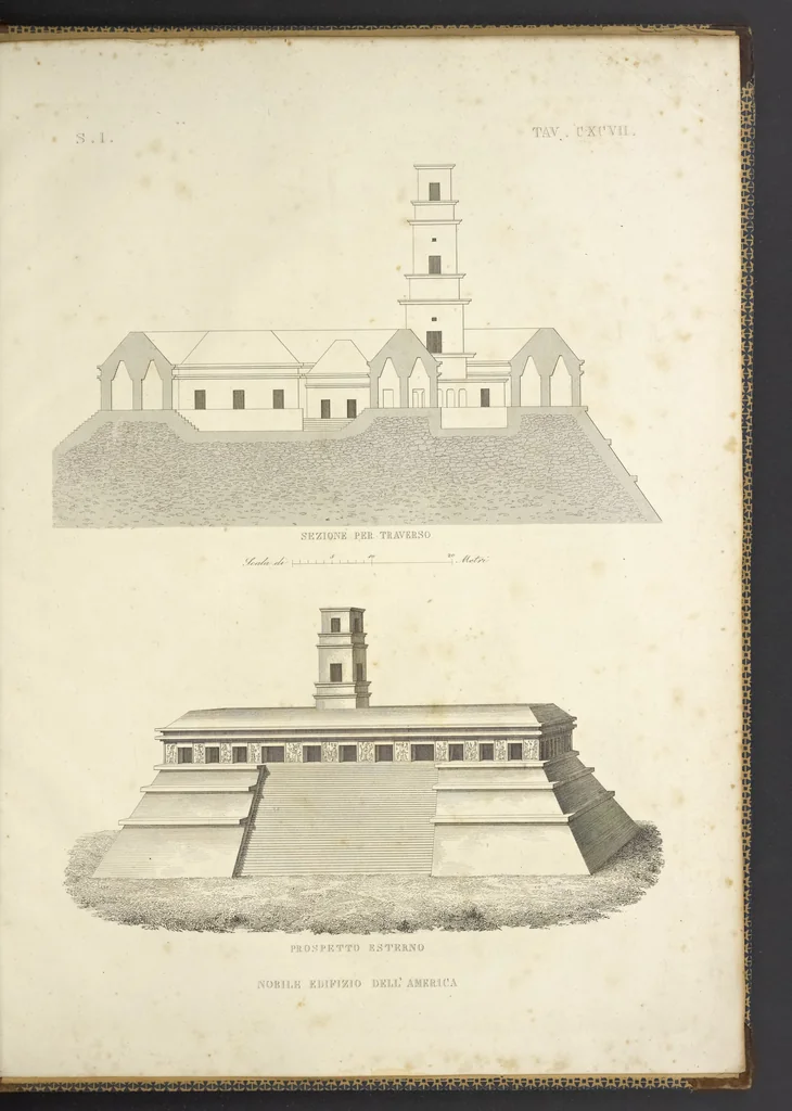 An illustration from L'architettura antica descritta e dimostrata coi monumenti ... : opera divisa in tre sezioni risguardanti la storia, la teorica, e le pratiche dell' architettura egiziana, greca e romana, 1830, leaf 424