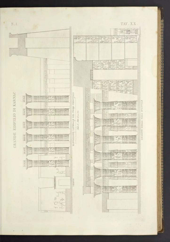 An illustration from L'architettura antica descritta e dimostrata coi monumenti ... : opera divisa in tre sezioni risguardanti la storia, la teorica, e le pratiche dell' architettura egiziana, greca e romana, 1830, leaf 58