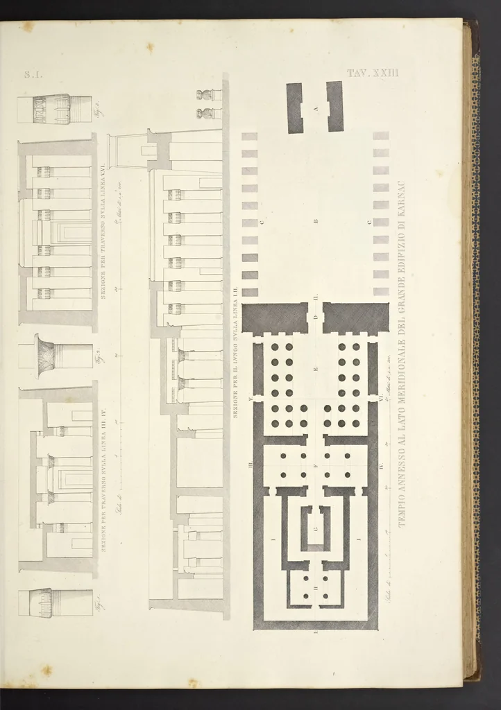 An illustration from L'architettura antica descritta e dimostrata coi monumenti ... : opera divisa in tre sezioni risguardanti la storia, la teorica, e le pratiche dell' architettura egiziana, greca e romana, 1830, leaf 64