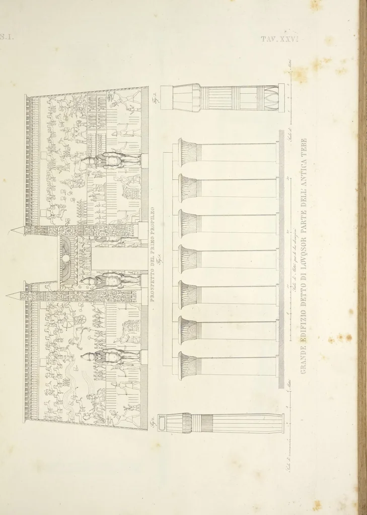 An illustration from L'architettura antica descritta e dimostrata coi monumenti ... : opera divisa in tre sezioni risguardanti la storia, la teorica, e le pratiche dell' architettura egiziana, greca e romana, 1830, leaf 72