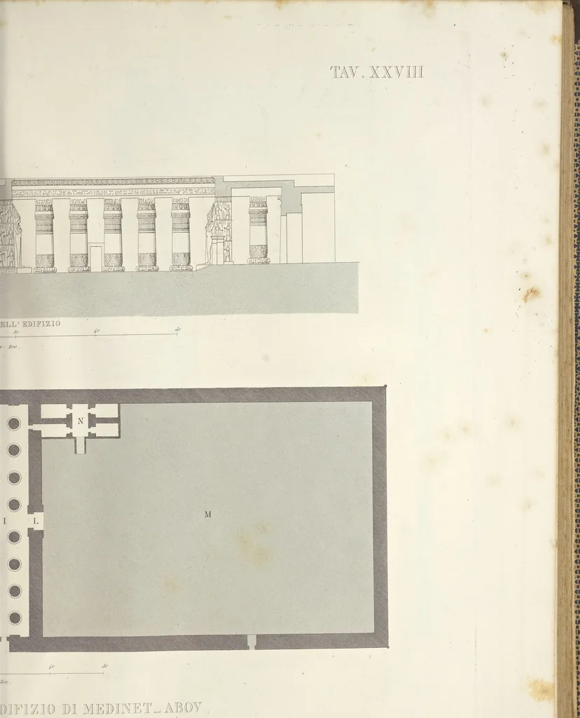 An illustration from L'architettura antica descritta e dimostrata coi monumenti ... : opera divisa in tre sezioni risguardanti la storia, la teorica, e le pratiche dell' architettura egiziana, greca e romana, 1830, leaf 78