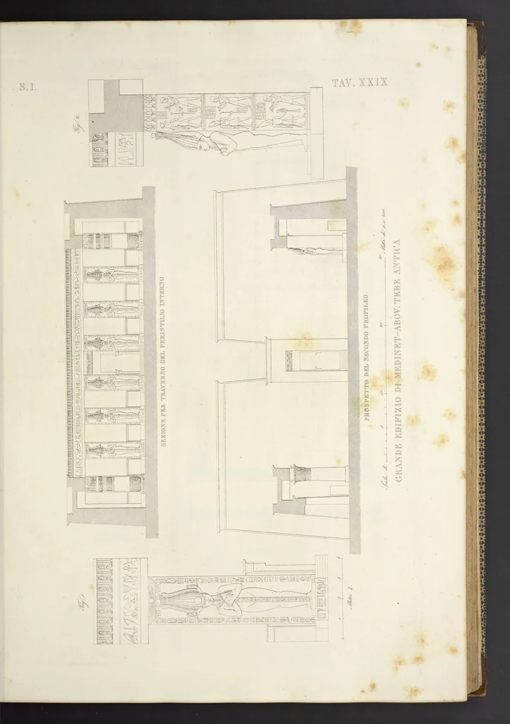An illustration from L'architettura antica descritta e dimostrata coi monumenti ... : opera divisa in tre sezioni risguardanti la storia, la teorica, e le pratiche dell' architettura egiziana, greca e romana, 1830, leaf 80