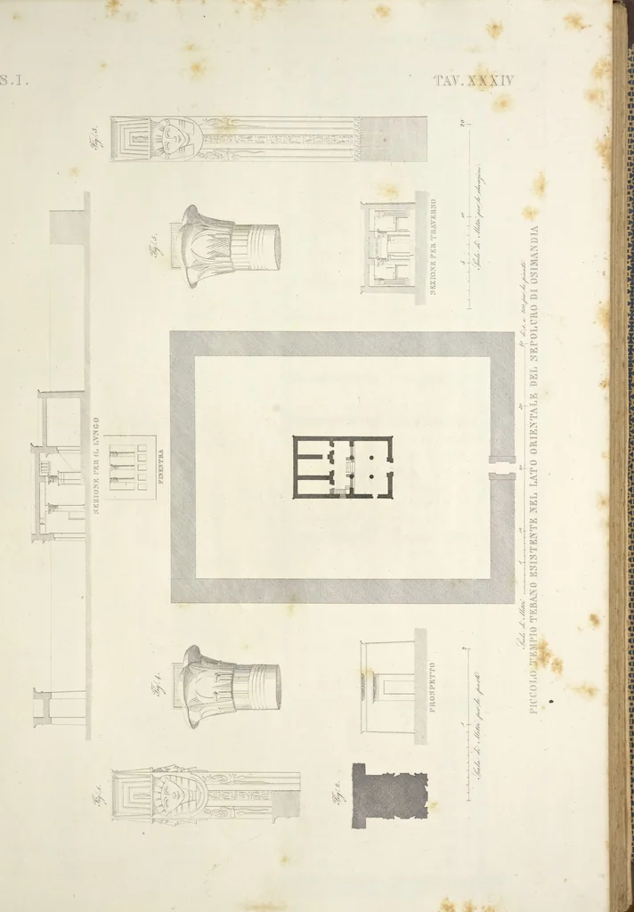 An illustration from L'architettura antica descritta e dimostrata coi monumenti ... : opera divisa in tre sezioni risguardanti la storia, la teorica, e le pratiche dell' architettura egiziana, greca e romana, 1830, leaf 90