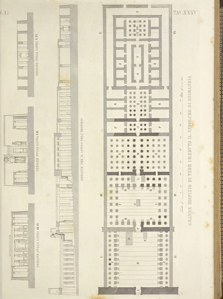 An illustration from L'architettura antica descritta e dimostrata coi monumenti ... : opera divisa in tre sezioni risguardanti la storia, la teorica, e le pratiche dell' architettura egiziana, greca e romana, 1830, leaf 92