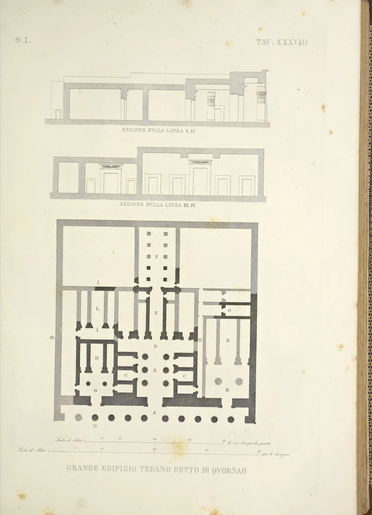 An illustration from L'architettura antica descritta e dimostrata coi monumenti ... : opera divisa in tre sezioni risguardanti la storia, la teorica, e le pratiche dell' architettura egiziana, greca e romana, 1830, leaf 98