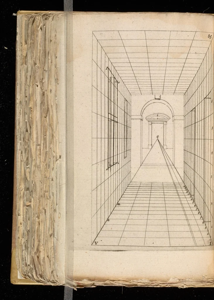 An illustration from Algemeene manier van de Hr. Desargues tot de practijck der perspectiven : gelijck tot die der meet-kunde, met de kleyne voet-maat, mitsgaders der plaatsen, en proportien van de stercke en flaauwe rakingen, of kleuren, 1664, leaf 311