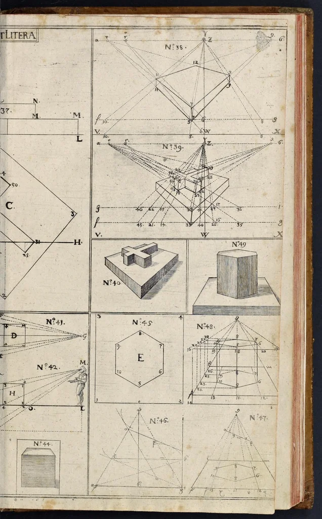 An illustration from Andreæ Alberti duo libri : prior, De perspectiva, cum & præter arithmeticam inventa : posterior, De umbra ad eam pertinente, 1671, leaf 28