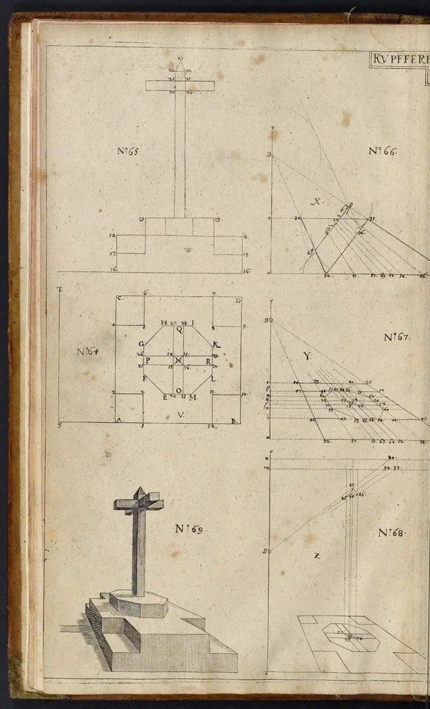An illustration from Andreæ Alberti duo libri : prior, De perspectiva, cum & præter arithmeticam inventa : posterior, De umbra ad eam pertinente, 1671, leaf 35